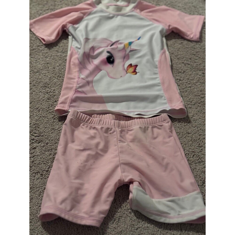 Girls Unicorn Rash Guard Swimsuit Set Girls Unicorn Rash Guard Swimsuit Set Pink
